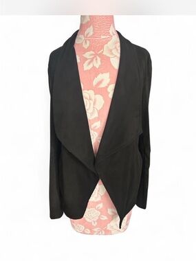 BB Dakota faux suede Black Draped Open-Front Blazer
